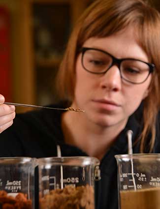 Student testing soil samples