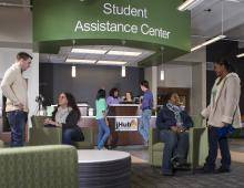 students in the registration center